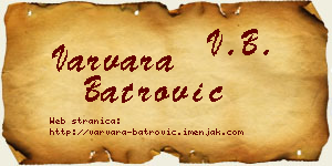 Varvara Batrović vizit kartica